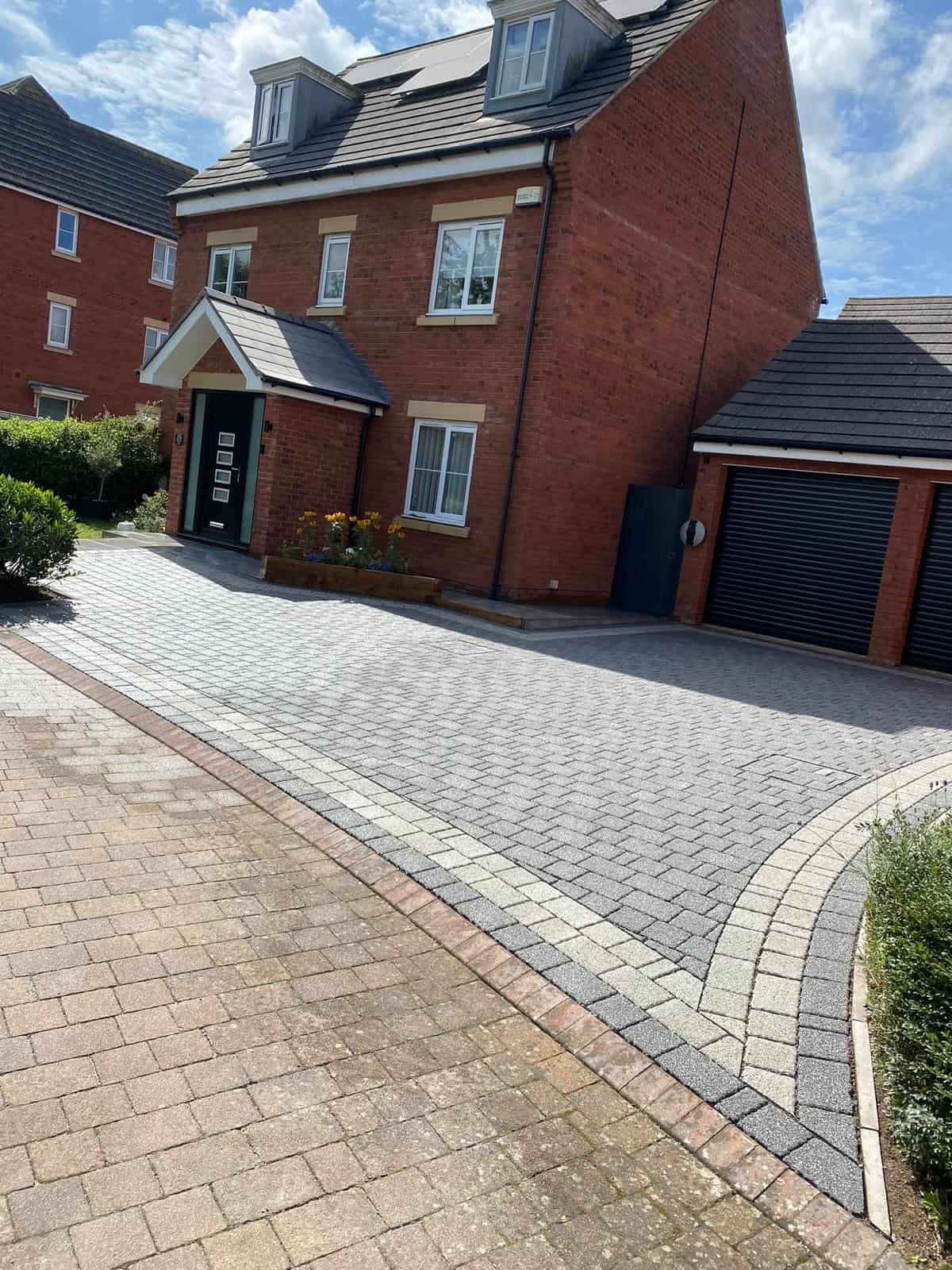 Imprinted concrete driveway with cobblestone pattern in Gloucestershire