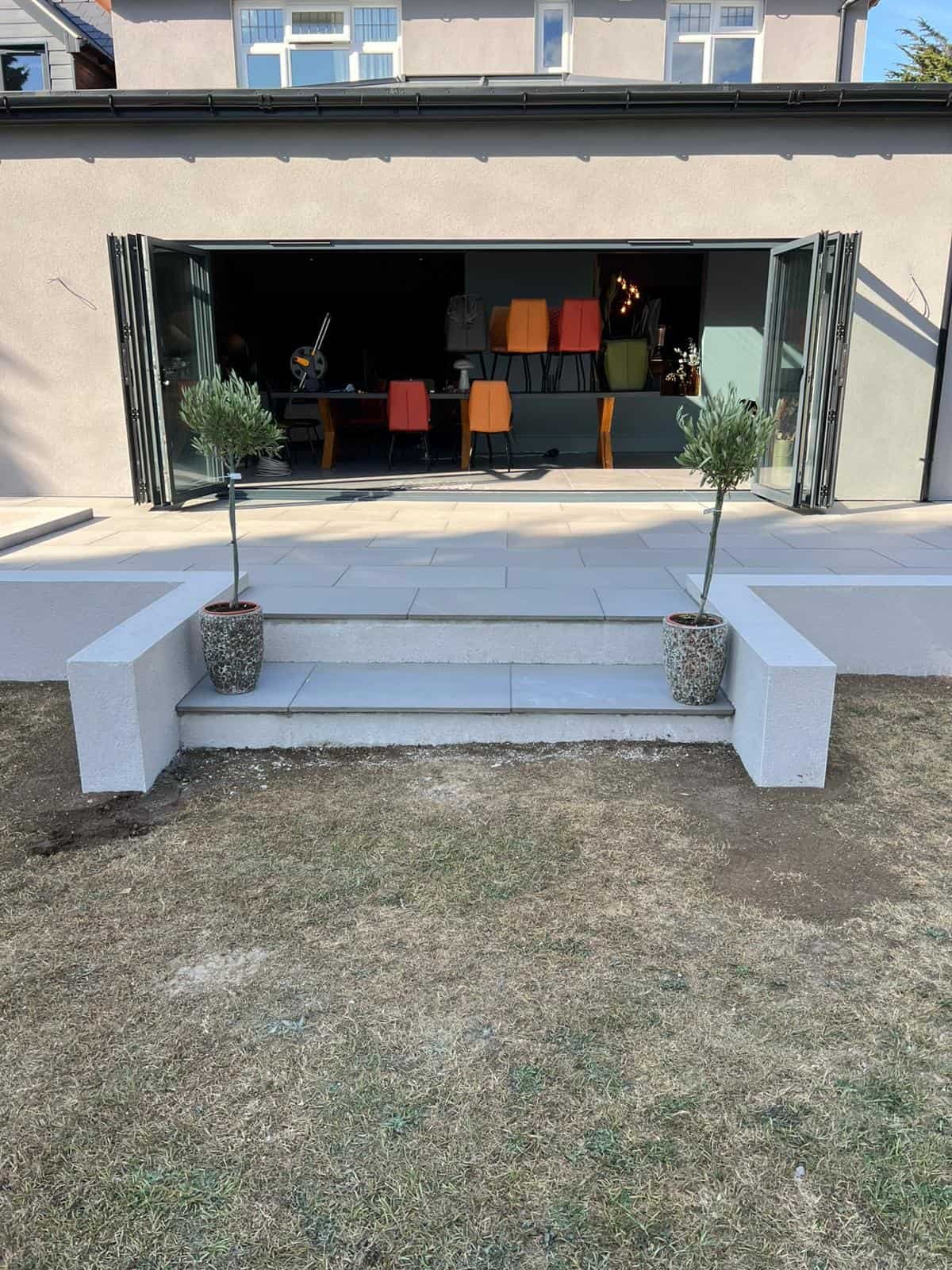 Brickwork & garden walls Gloucester New brick boundary wall alongside a patio in Gloucester