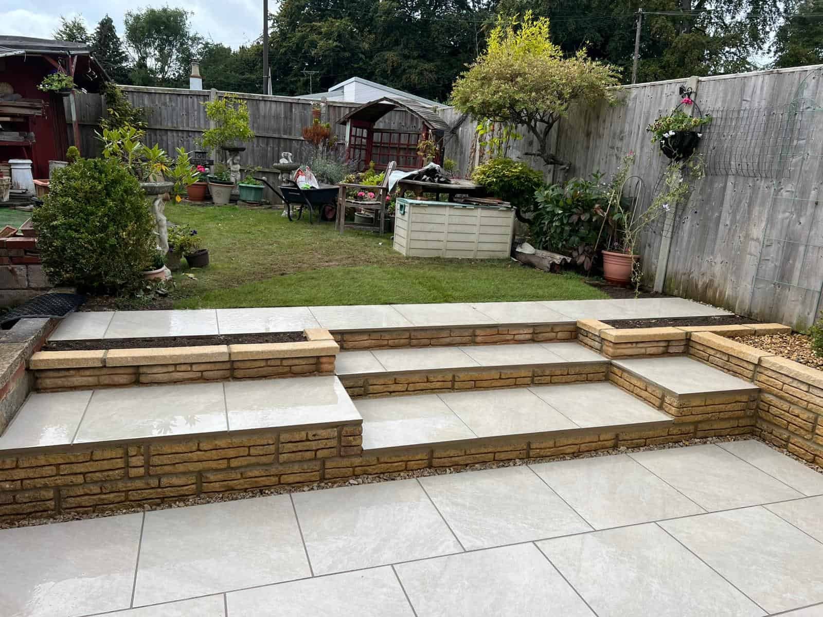 Garden redesign with raised beds and border planting in Gloucestershire
